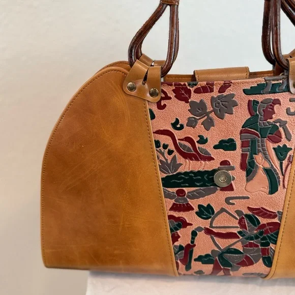 Brown and Multicolor Leather Handbag - Picture 2 of 10